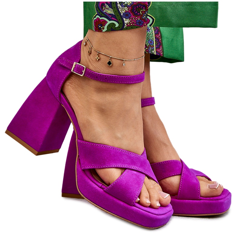 Lewski Shoes Sandalias Mujer Ante Tacón Alto Leski Shoes 3221 Fucsia rosado