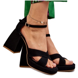 Lewski Shoes Sandalias Mujer Ante Tacón Alto Leski Shoes 3221 Negro
