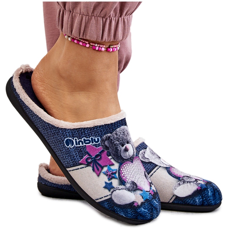 BEFADO S.A. Pantuflas Befado Osito Con Corazón 155D210 Azul Marino