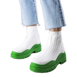 BM Botas calcetín Cali blancas con suela verde blanco
