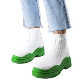 Botas calcetín Cali blancas con suela verde blanco