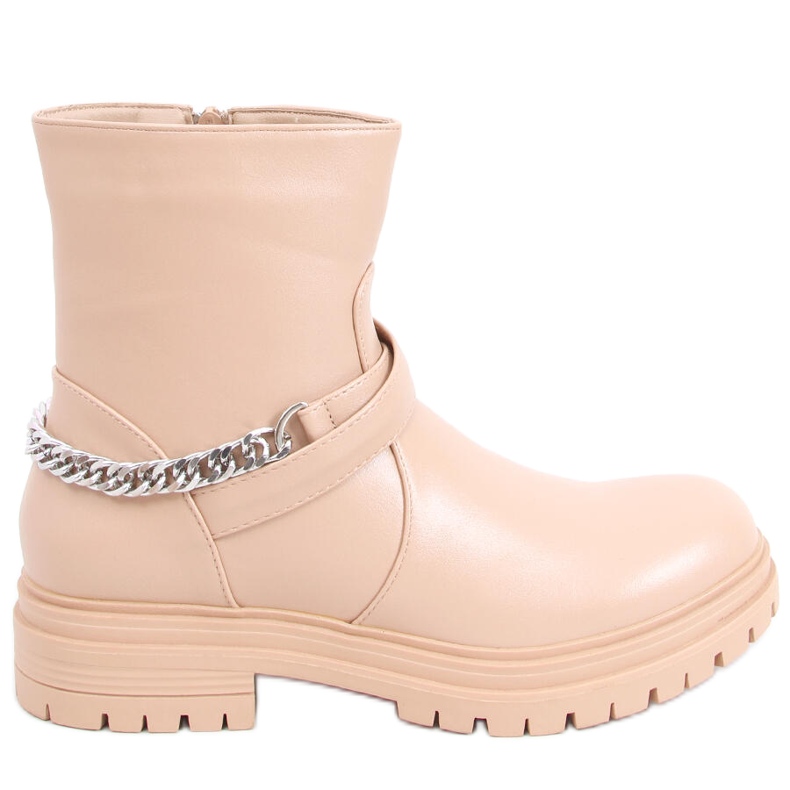 BM Botines Cindy Nude con cadena beige rosado