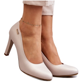 Zapatos De Salón De Mujer Con Tacón Sergio Leone Beige Claro Pearl Campbell
