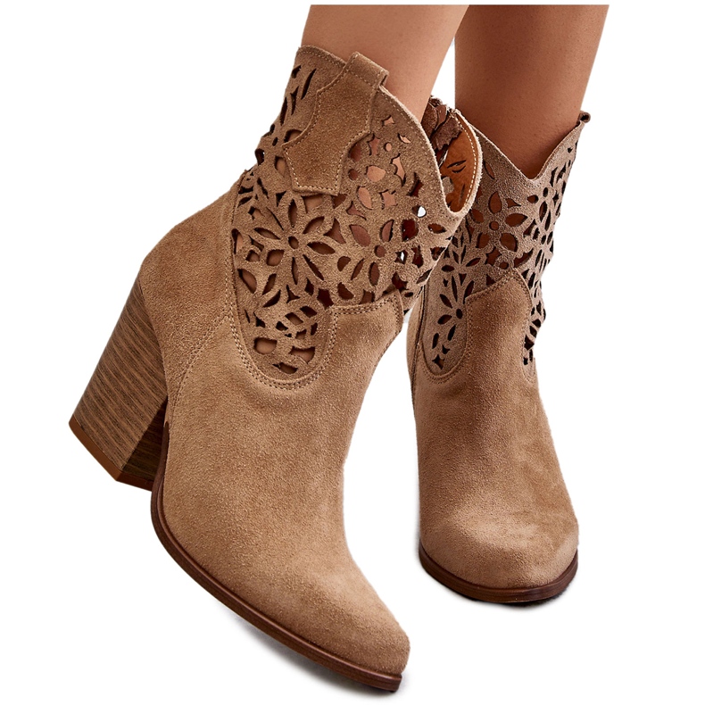 Lewski Shoes Botas Vaqueras Ante Calado Leski Shoes 3265 Beige Oscuro