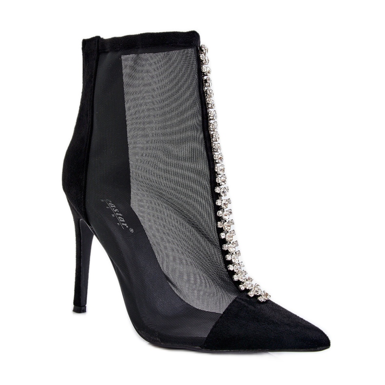 Botas De Tacón Alto De Mujer De Moda Con Malla Negro Rummi