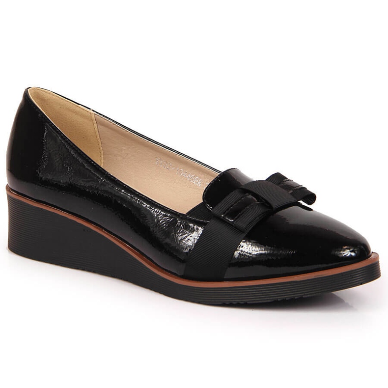 Zapatos cuña mujer cordones lazo negro Vinceza