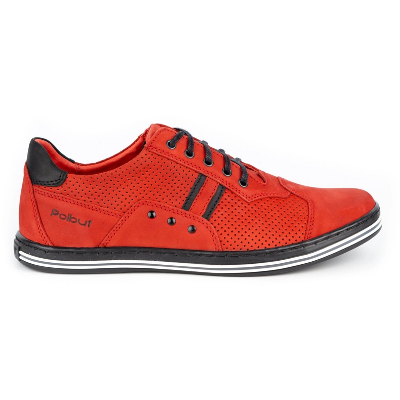 Polbut Zapatos casual de hombre 1801P nobuk rojo con negro