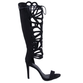 BM Sandalias gladiadoras stiletto negras Miranda negro BM Sandalias gladiadoras stiletto negras Miranda negro