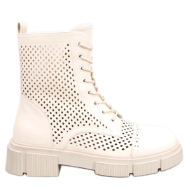 BM Botas con cordones caladas Wyman Beige