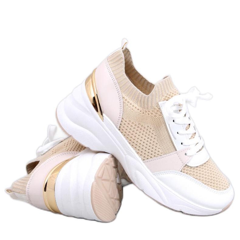 BM zapatillas Davis beige con cuña