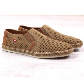 Rieker B5297-64 Slip-on de hombre de piel calada beige