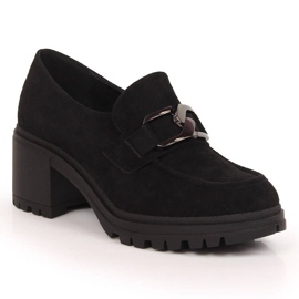 Zapatos de salón ante negro con cadena Vinceza 10921