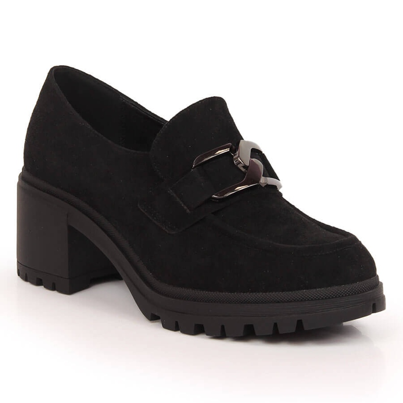 Zapatos de salón ante negro con cadena Vinceza 10921