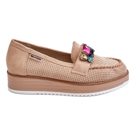 PM1 Mocasines Mujer Plataforma Adornos Beige Adelyn