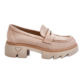 PM1 Mocasines Mujer Tacón Plano Beige Fletcher PM1 Mocasines Mujer Tacón Plano Beige Fletcher