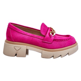 Mocasines Mujer Brogues Con Cadena Fucsia Luella rosa