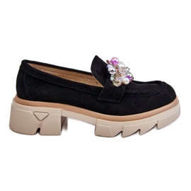 PM1 Mocasines Mujer Brogues Con Adornos Negro Issac