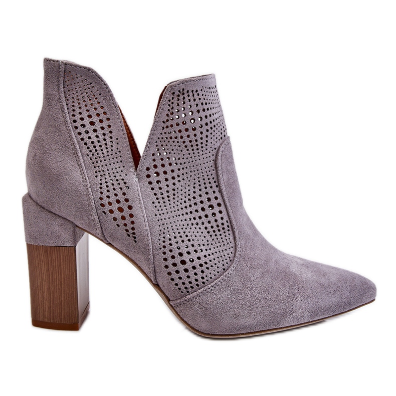 PM1 Botas Tacón Ante Calado Gris Leanna PM1 Botas Tacón Ante Calado Gris Leanna