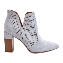 PM1 Botas Tacón Alto Caladas Ante Ante Gris Genevi plata