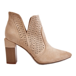 PM1 Tacones de gamuza calados de moda Beige claro Genevi