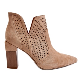 Botas Tacón Alto Caladas Ante Ante Beige Genevi Botas Tacón Alto Caladas Ante Ante Beige Genevi