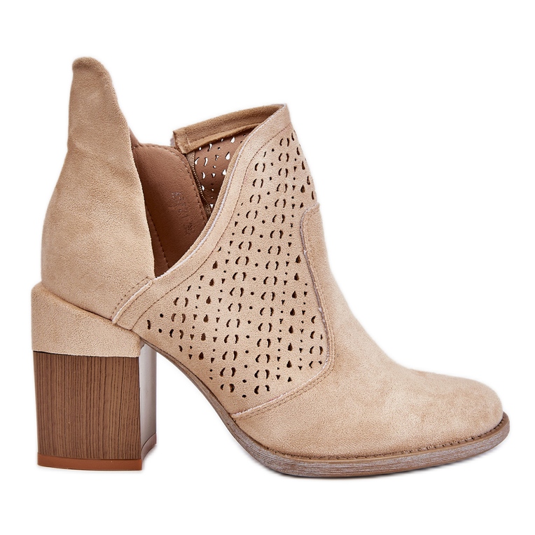 PM1 Botas Layne de ante beige claro con aberturas