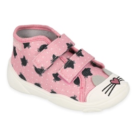 Zapatillas para niños de Befado rosa 212p077 en gatos negros