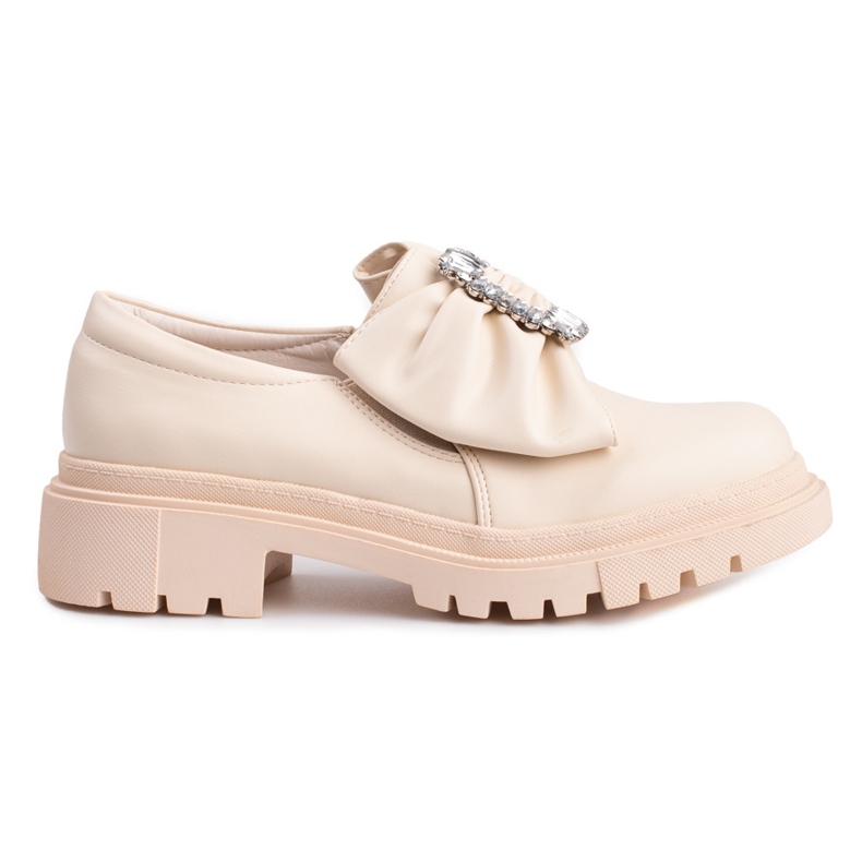 Zapatos brogue de mujer beige con lazo de Shelovet