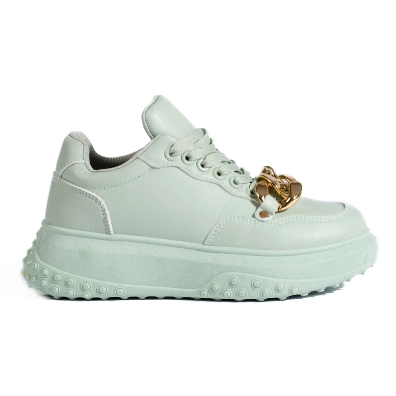 Zapatillas de mujer verde claro con cadena.
