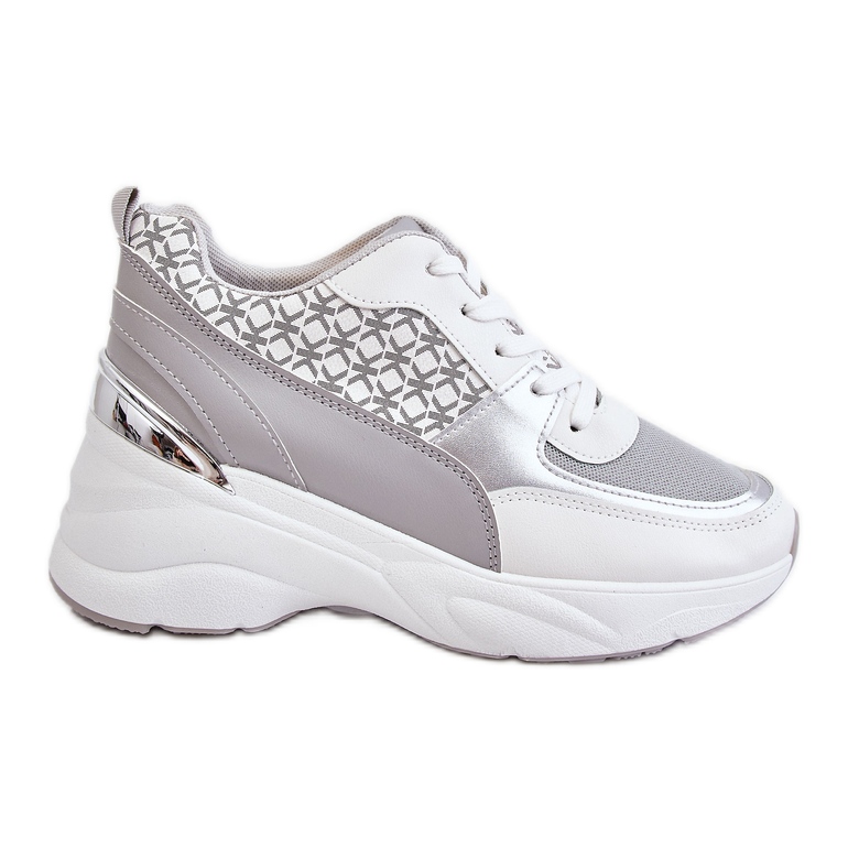 Deportivas Mujer Con Plataforma Blanco Y Gris Ferrina