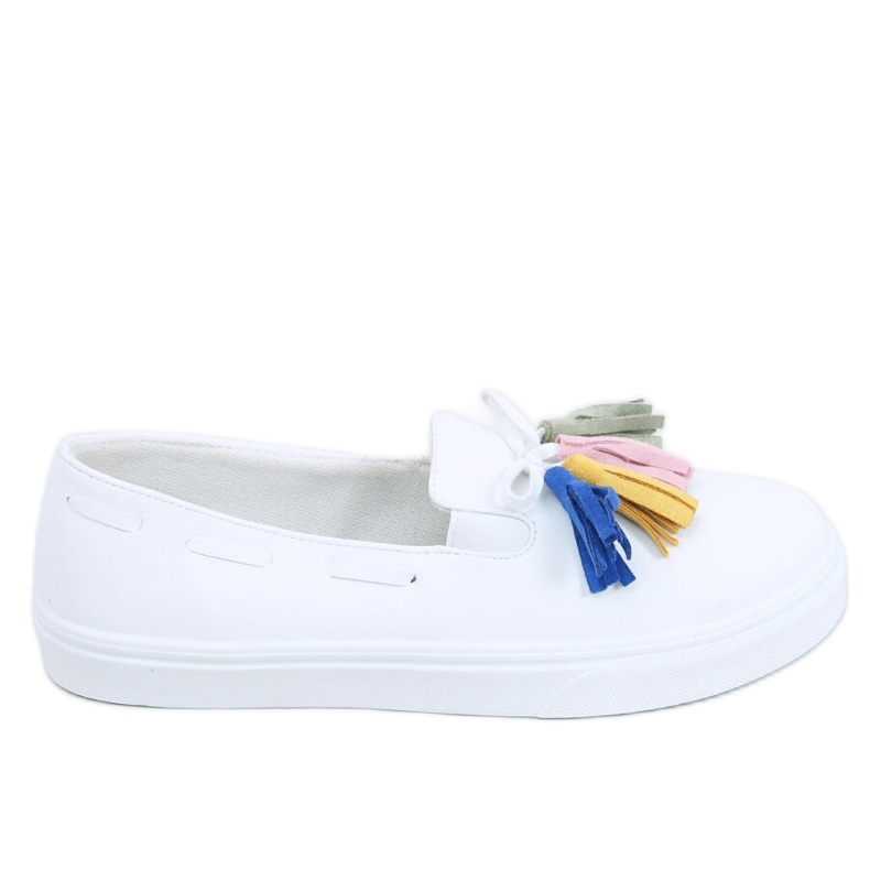 BM Salma White zapatillas primaverales con borlas blanco