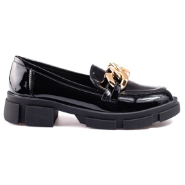 Goodin Zapatos de mujer Shelovet negros con cadena dorada