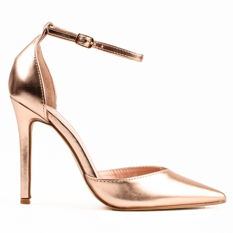 Zapatos de tacón dorado Shelovet de mujer abrochados al tobillo