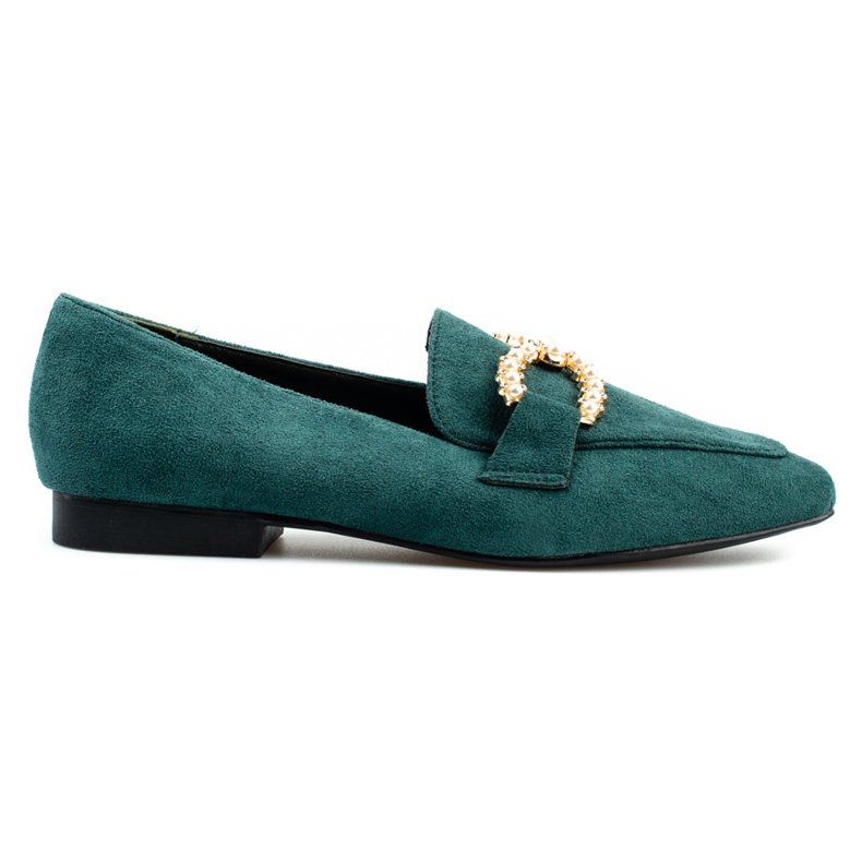 Mocasines de mujer Shelovet verde con adorno