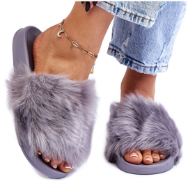 PM1 Chanclas Allyson De Goma Gris Con Pelo