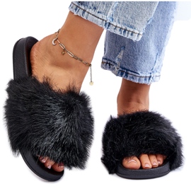 PM1 Chanclas negras de pelo Kennet para mujer negro