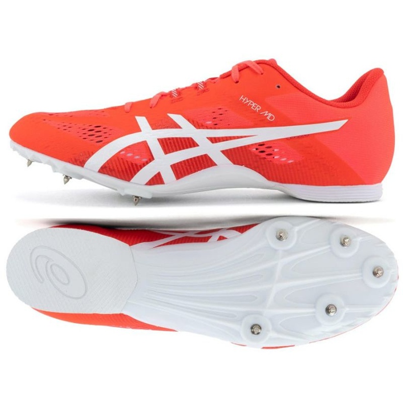 Asics Hyper Md 8 zapatos con clavos de distancia media 1093A198 702 naranja
