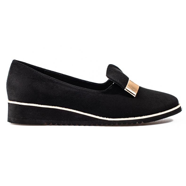 Zapatos ligeros de mujer Shelovet con adorno dorado en ante negro