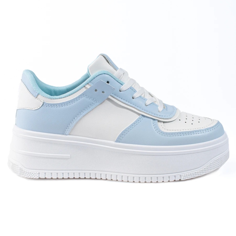 Zapatillas deportivas de mujer Shelovet blancas y azules. blanco