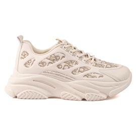 Zapatillas de mujer Shelovet con suela gruesa beige.