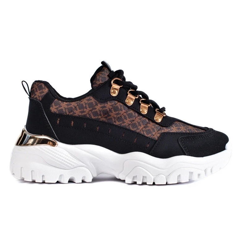 Zapatillas de mujer negras con estampado. negro