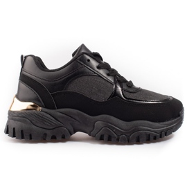 Zapatillas negras de mujer en la plataforma Shelovet. negro