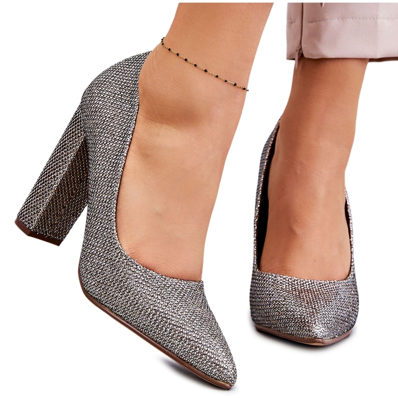 PA1 Bombas Brillantes En Un Tacón Plata Elmira PA1 Bombas Brillantes En Un Tacón Plata Elmira