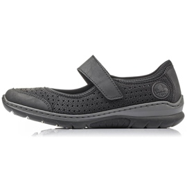 Zapatos cómodos de mujer calados con velcro negros Rieker L32B5-00