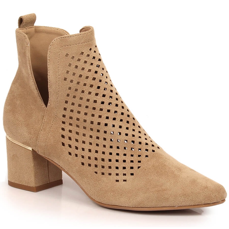 Botines mujer ante calado beige Vinceza 10892