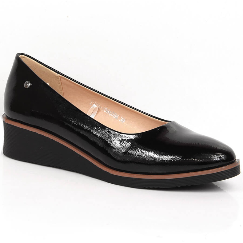 Zapatos cuña mujer lacado negro Vinceza 10865