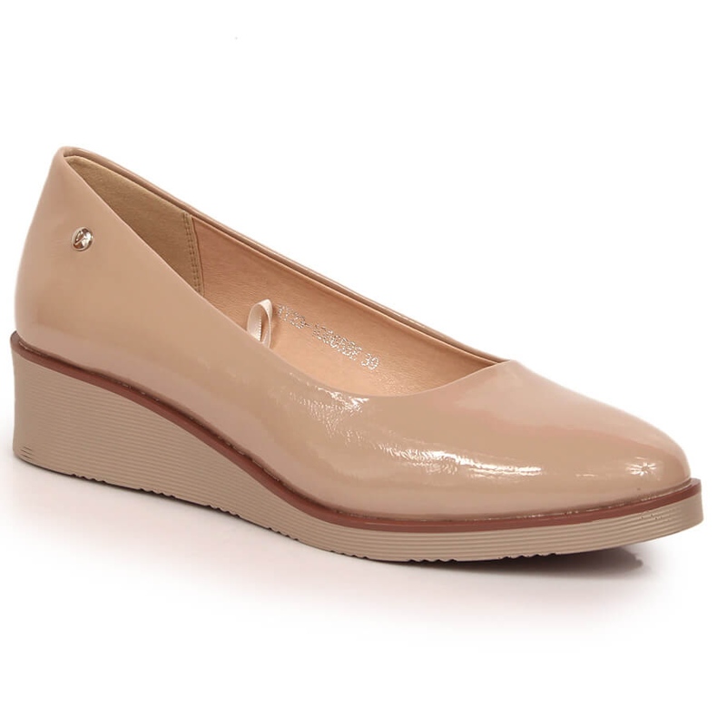 Zapatos cuña mujer lacado beige Vinceza 10865