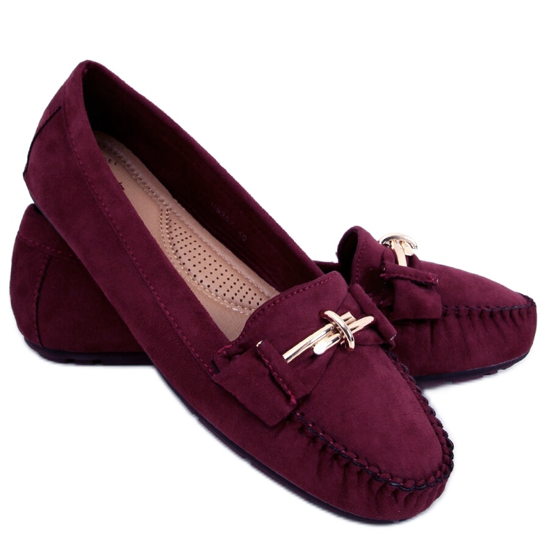 BM Mocasines de mujer Lyset Burdeos rojo