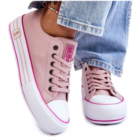 Sneakers De Mujer De Tela Con Plataforma Big Star LL274181 Rosa rosado