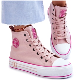 Sneakers Mujer Alta Textil Plataforma Big Star LL274186 Rosa